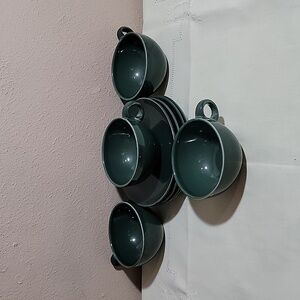 Russell Wright Iroquois Parsley Green  1950's Cups And Saucers.